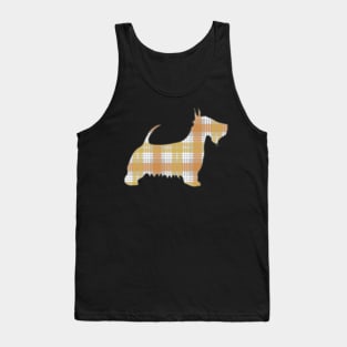 Metallic Gold, Silver and Bronze Tone Tartan Scottish Terrier Dog Silhouette Tank Top